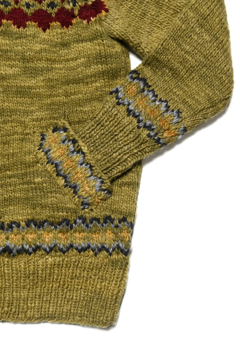Fair Isle #3 Zipper Cardigan - Dk. Alfalfa - Image 3