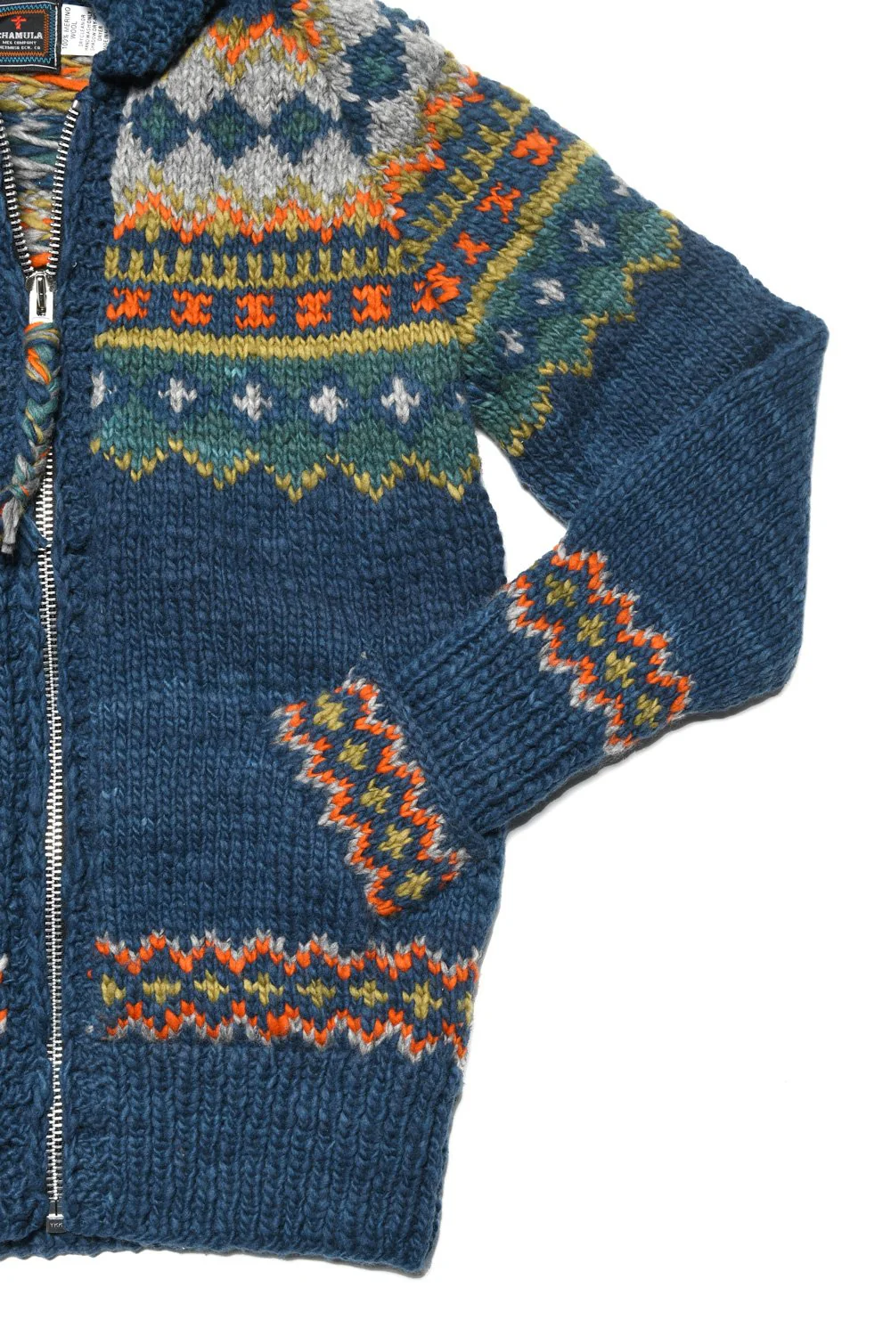 Fair Isle #3 Zipper Cardigan - Dk. real Indigo - Image 3