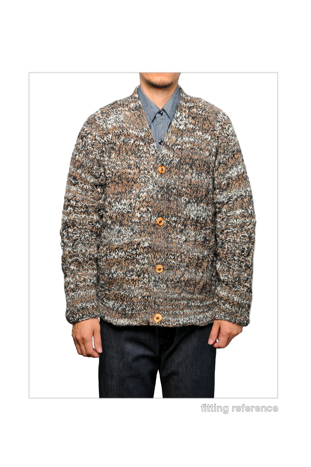 Mix Fisherman V Neck Cardigan - Ox Grey Mix - Image 4