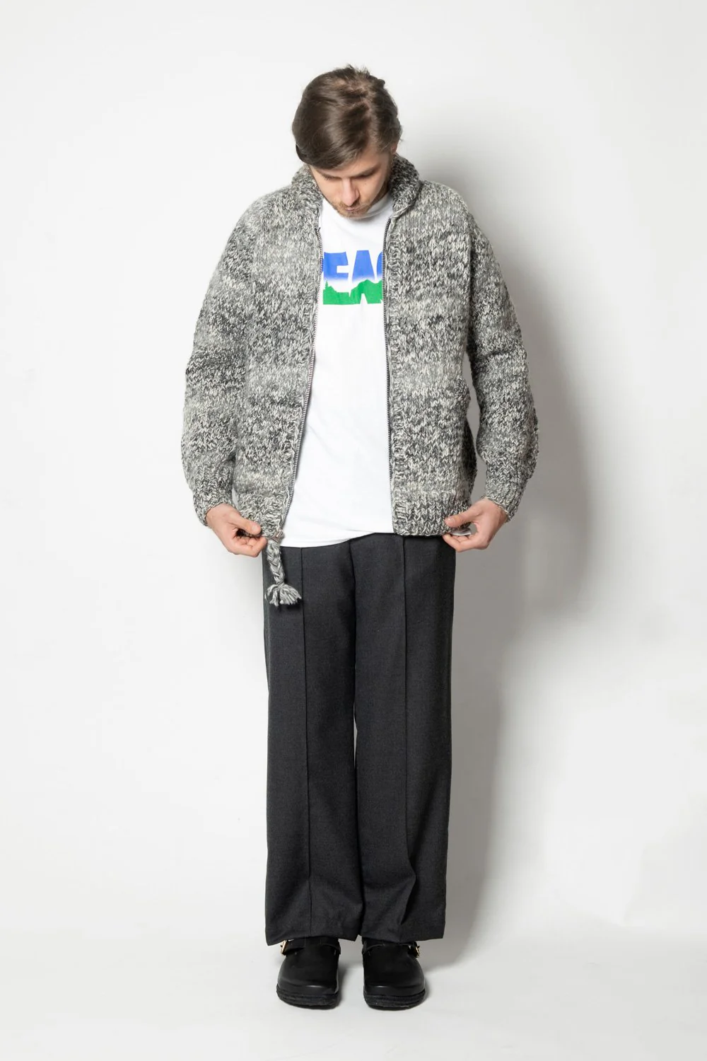 Mix Heather Zipper Cardigan - Ivory Mix - Image 5