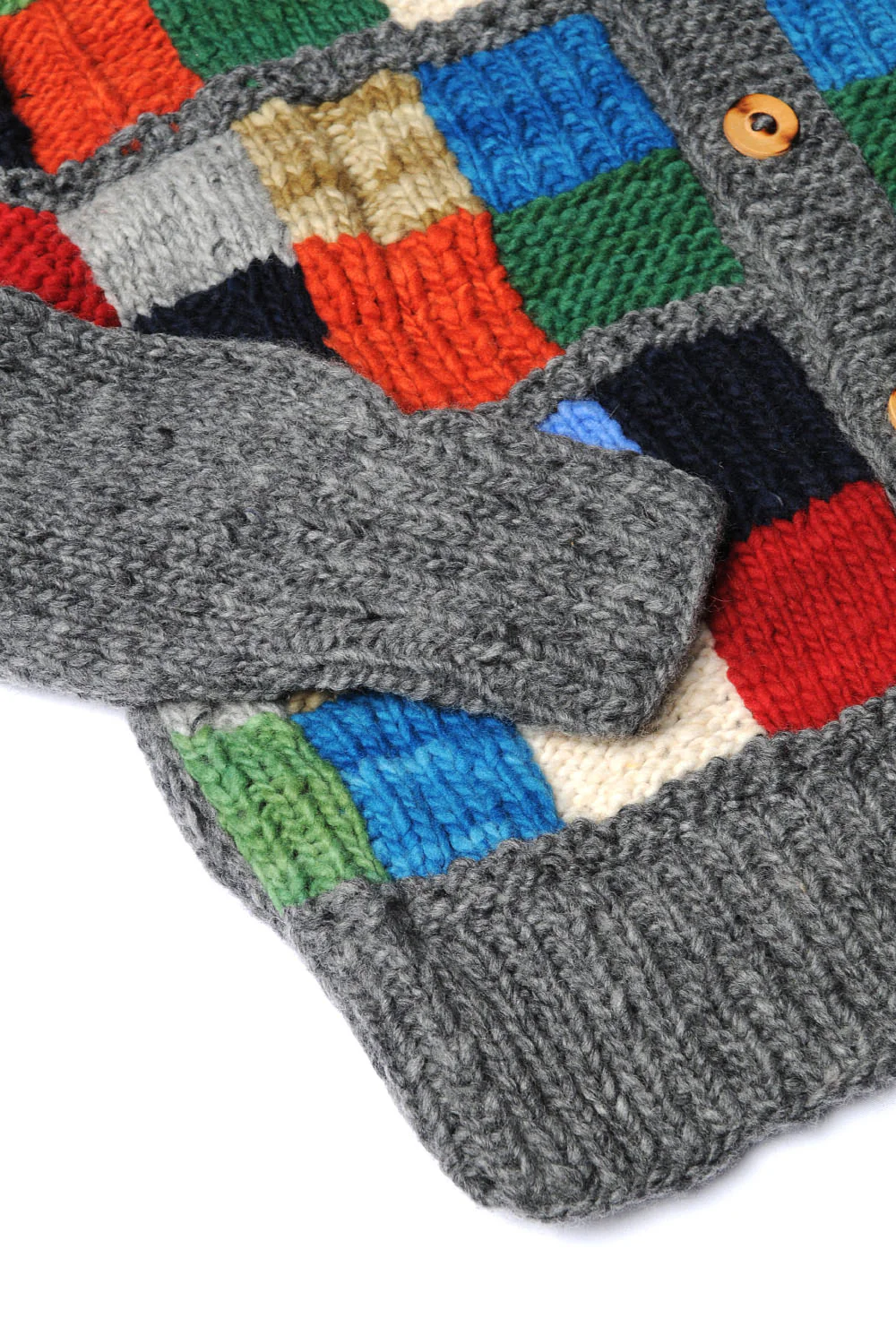 Sampler Squares Button Cardigan - Grey - Image 3